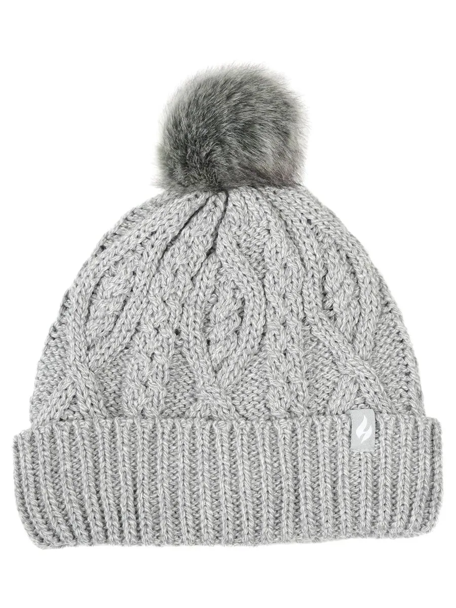 Женская вязаная шапка-бини Brina Cable Knit Heat Holders — изображение 3 из 3, серый