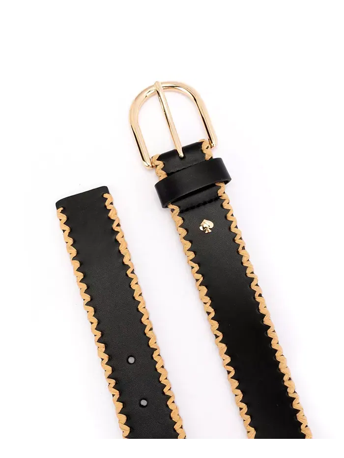 Женский ремень с соломенной окантовкой 35 мм kate spade new york — изображение 3 из 5, черный
