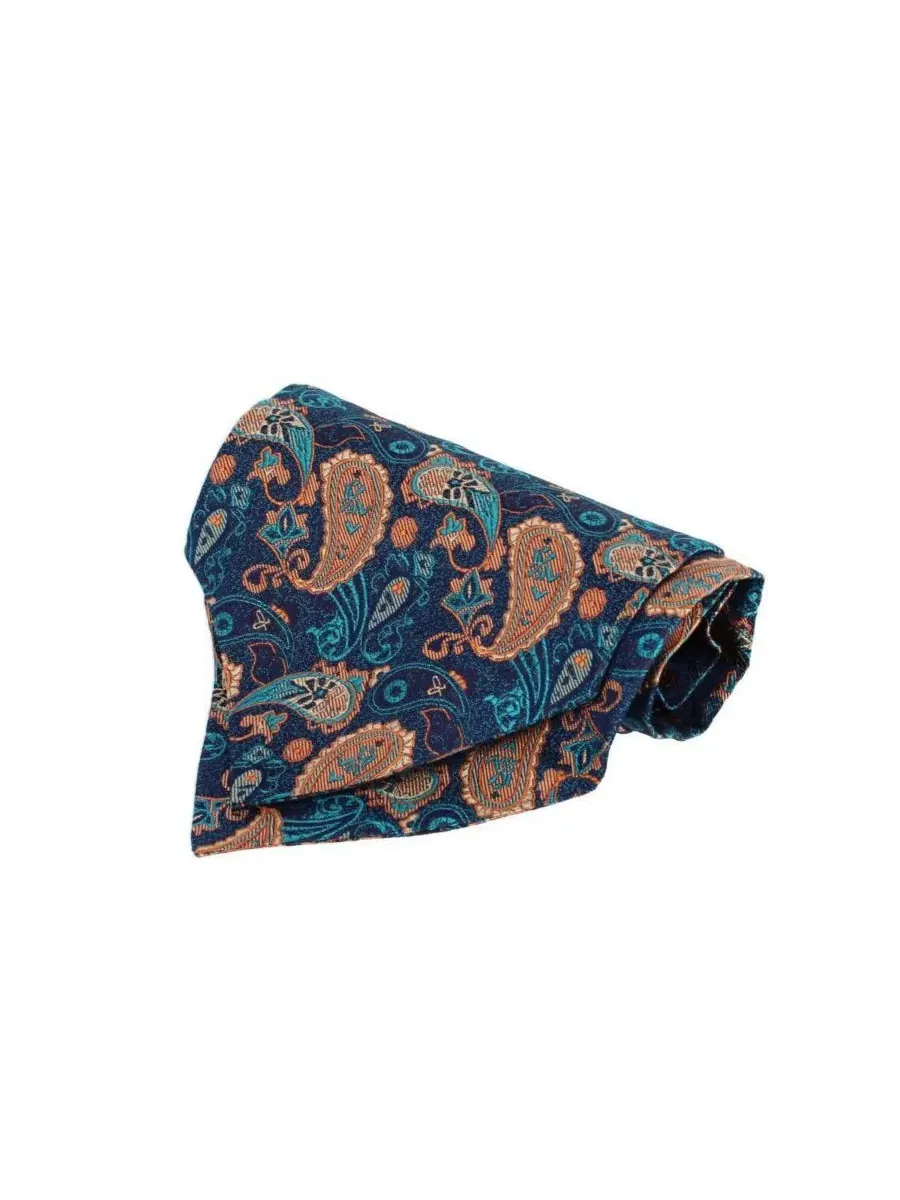 Мужской шелковый галстук-бабочка The Prince Stately Paisley Silk Ascot Trafalgar — изображение 1 из 4, синий