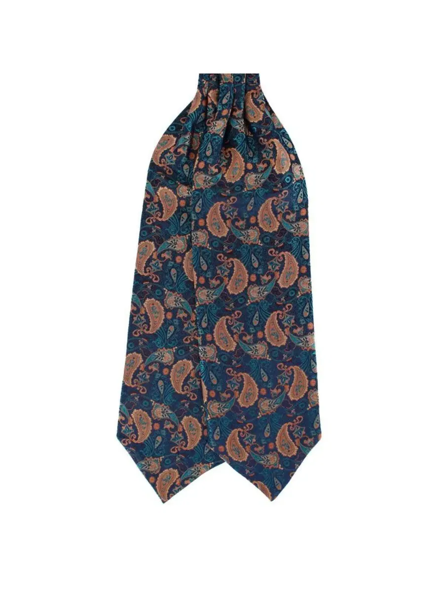 Мужской шелковый галстук-бабочка The Prince Stately Paisley Silk Ascot Trafalgar — изображение 2 из 4, синий