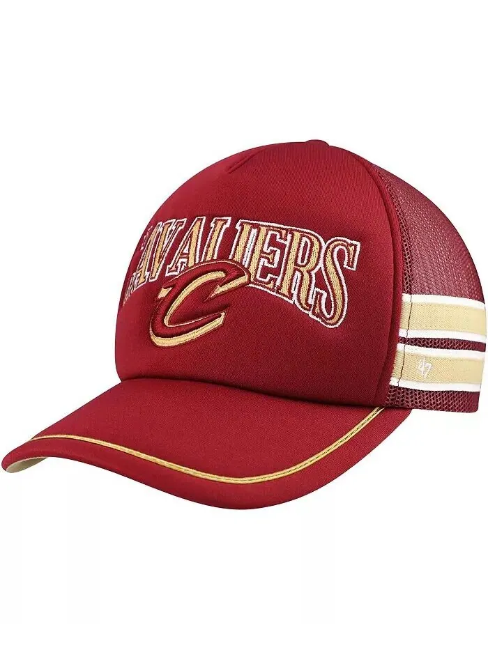 Мужская винная регулируемая кепка Cleveland Cavaliers с полосками Sidebrand Trucker '47 Brand — изображение 1 из 4, красный