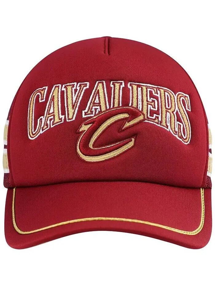 Мужская винная регулируемая кепка Cleveland Cavaliers с полосками Sidebrand Trucker '47 Brand — изображение 2 из 4, красный