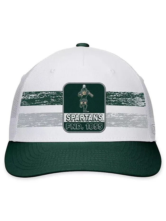Мужская бело-зеленая кепка с выцветанием в стиле ретро Michigan State Spartans Snapback Top Of The — изображение 2 из 4