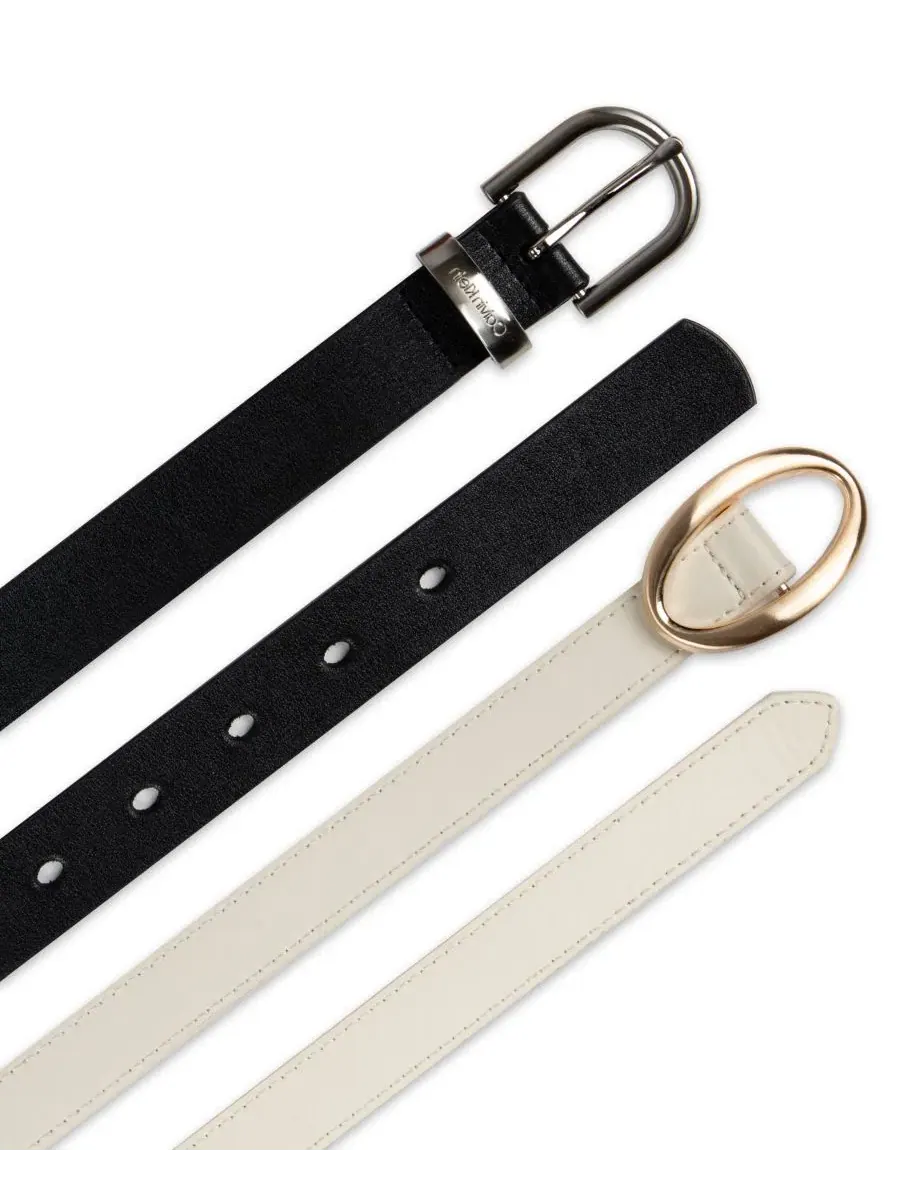 Комплект из 2 ремней с пряжками Center-Bar and Metal Loop Buckles Calvin Klein — изображение 4 из 8, черный