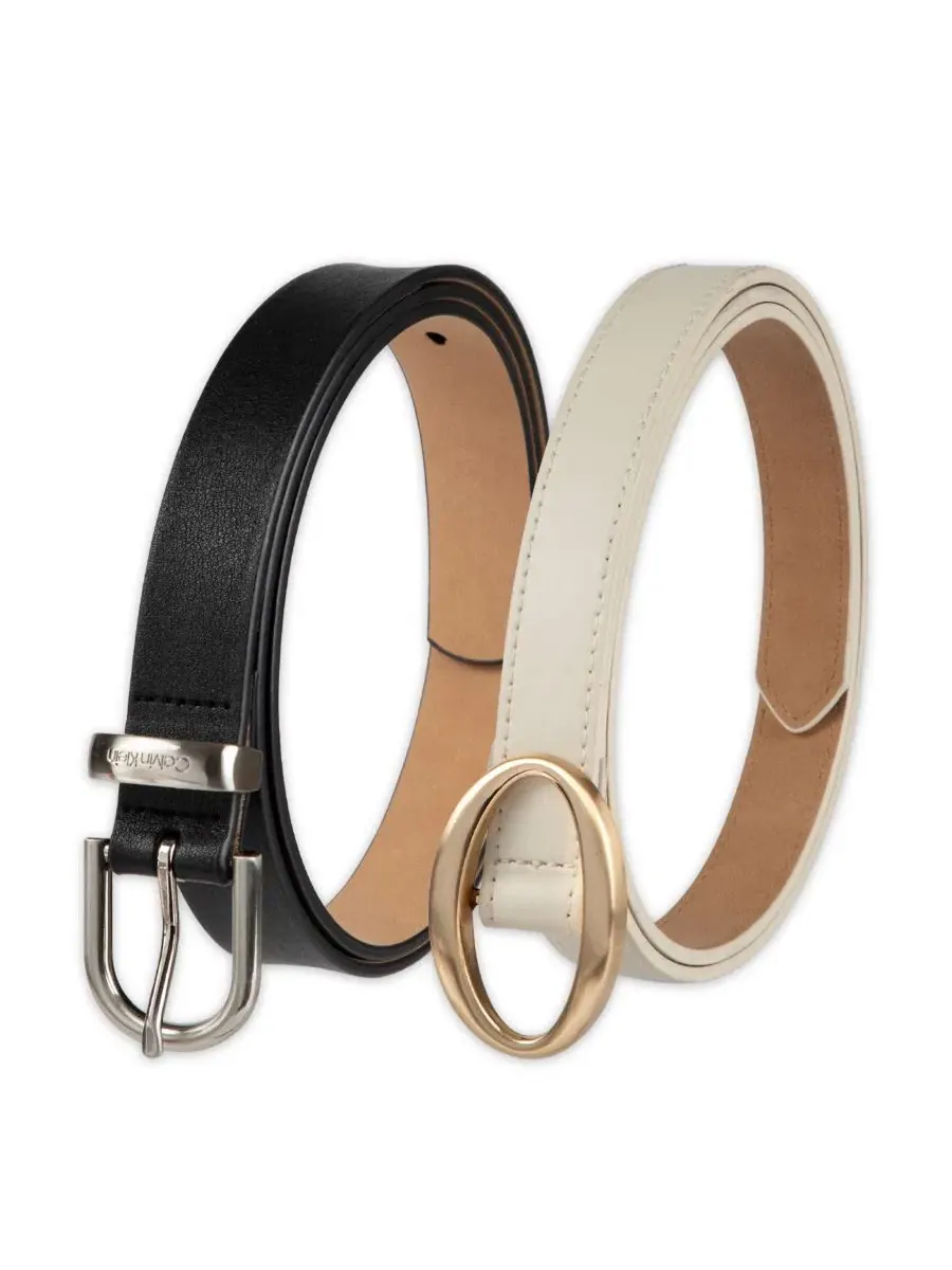 Комплект из 2 ремней с пряжками Center-Bar and Metal Loop Buckles Calvin Klein — изображение 5 из 8, черный