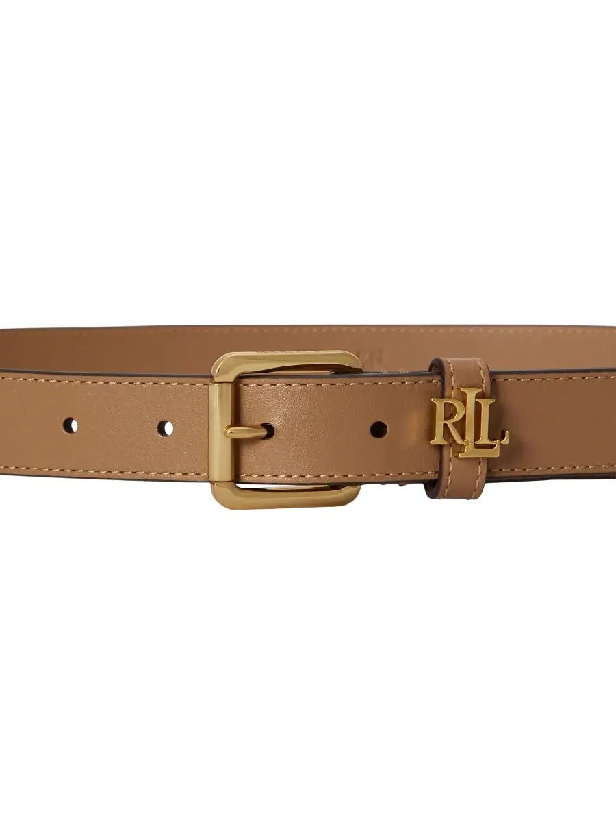 Кожаный узкий ремень с логотипом Lauren Ralph Lauren — изображение 2 из 3, верблюжий