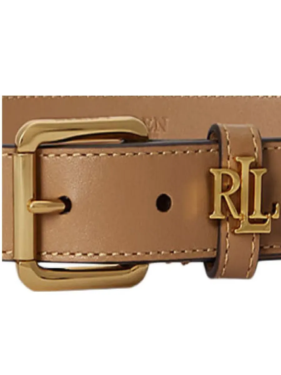Кожаный узкий ремень с логотипом Lauren Ralph Lauren — изображение 3 из 3, верблюжий