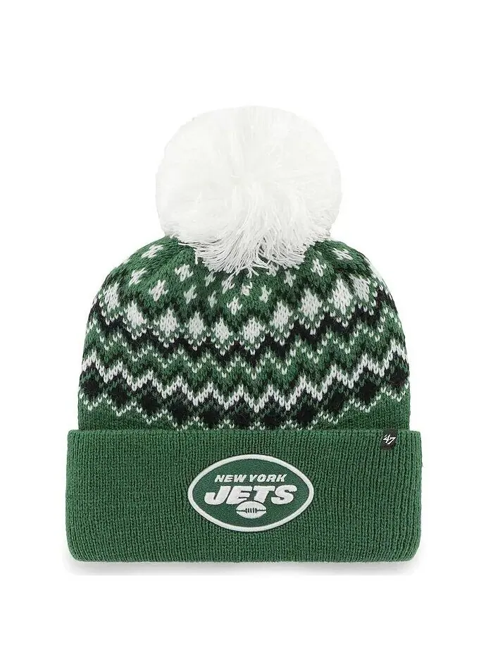 Женская зеленая вязаная шапка с манжетами и помпоном New York Jets Elsa '47 Brand — изображение 1 из 2, зеленый