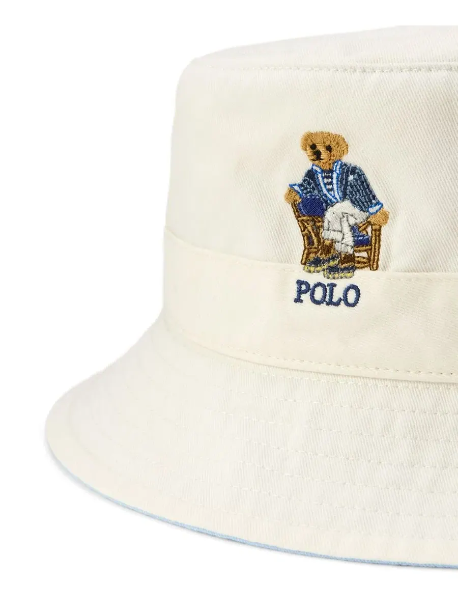 Панама из хлопкового твила с вышивкой Polo Ralph Lauren — изображение 3 из 3, белый