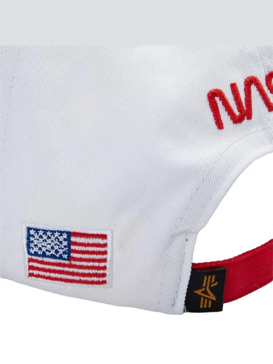 Мужская кепка с логотипом NASA Worm Alpha Industries — изображение 3 из 3, белый