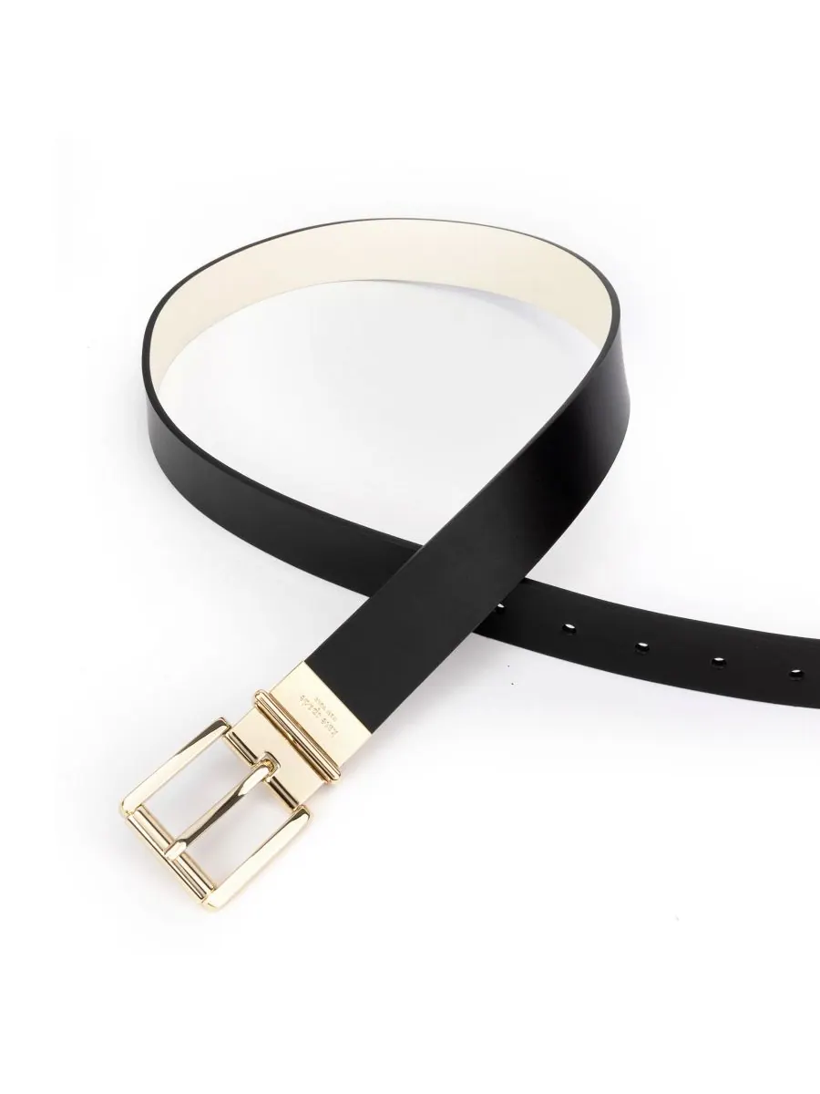 Женский двусторонний ремень 32 мм kate spade new york, Black, Gold- Leather, PU, PVC — изображение 2 из 5, золотистый