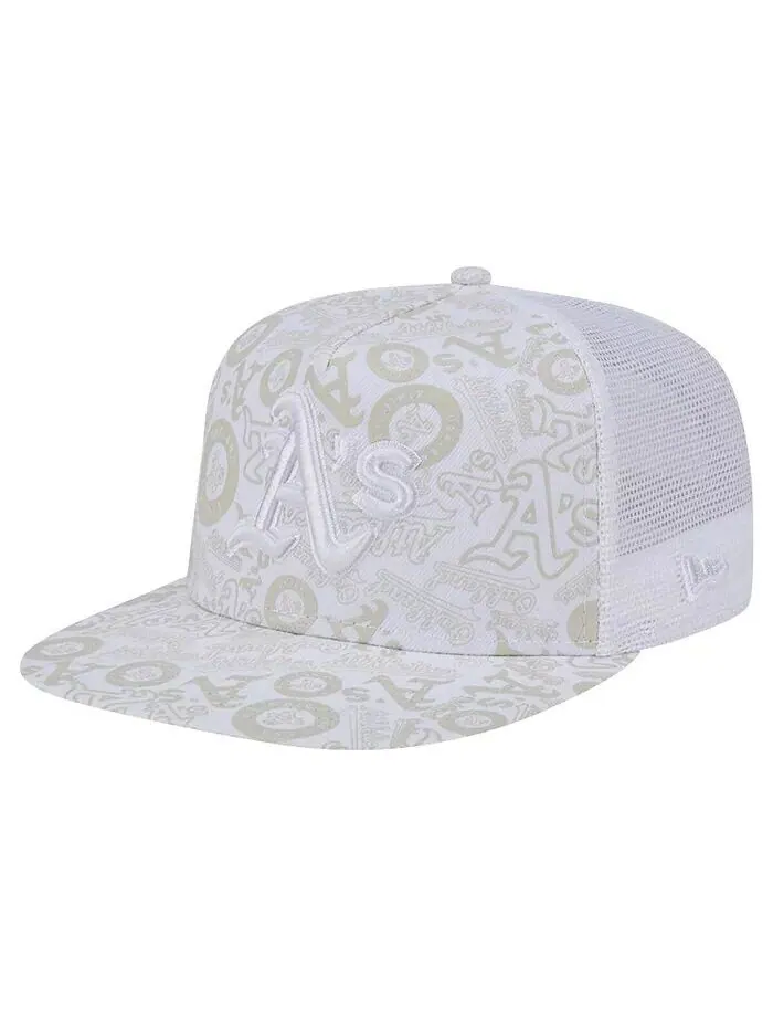 Мужская белая кепка с логотипом Oakland Athletics Dunes A-Frame Trucker 9FIFTY Snapback New Era — изображение 4 из 4, белый