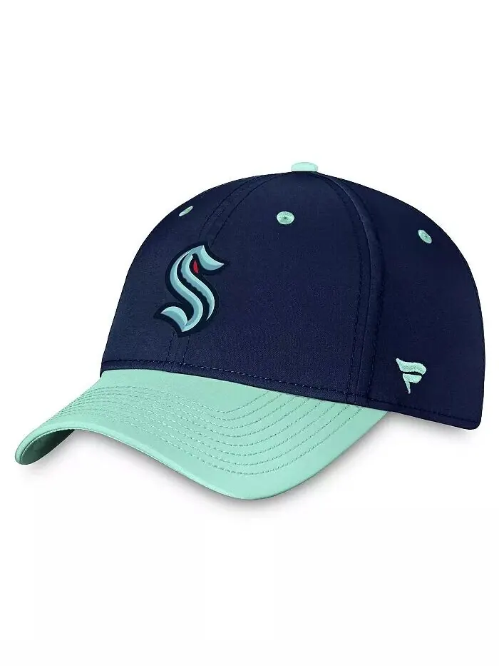 Мужская двухцветная гибкая кепка Seattle Kraken Authentic Pro Rink темно-синего и голубого цветов — изображение 1 из 4