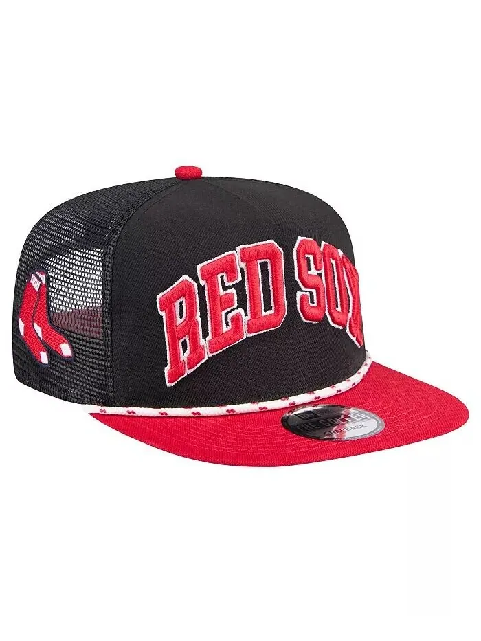 Мужская черная кепка для гольфа Boston Red Sox Throwback с сетчатой ​​спинкой New Era — изображение 3 из 4, черный красный
