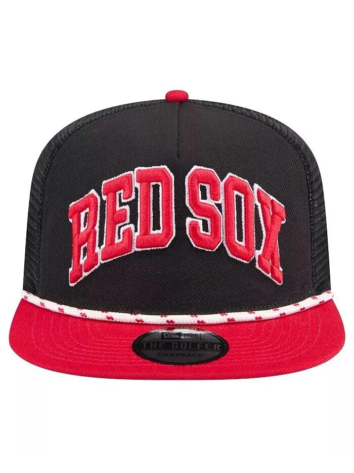 Мужская черная кепка для гольфа Boston Red Sox Throwback с сетчатой ​​спинкой New Era — изображение 4 из 4, черный красный
