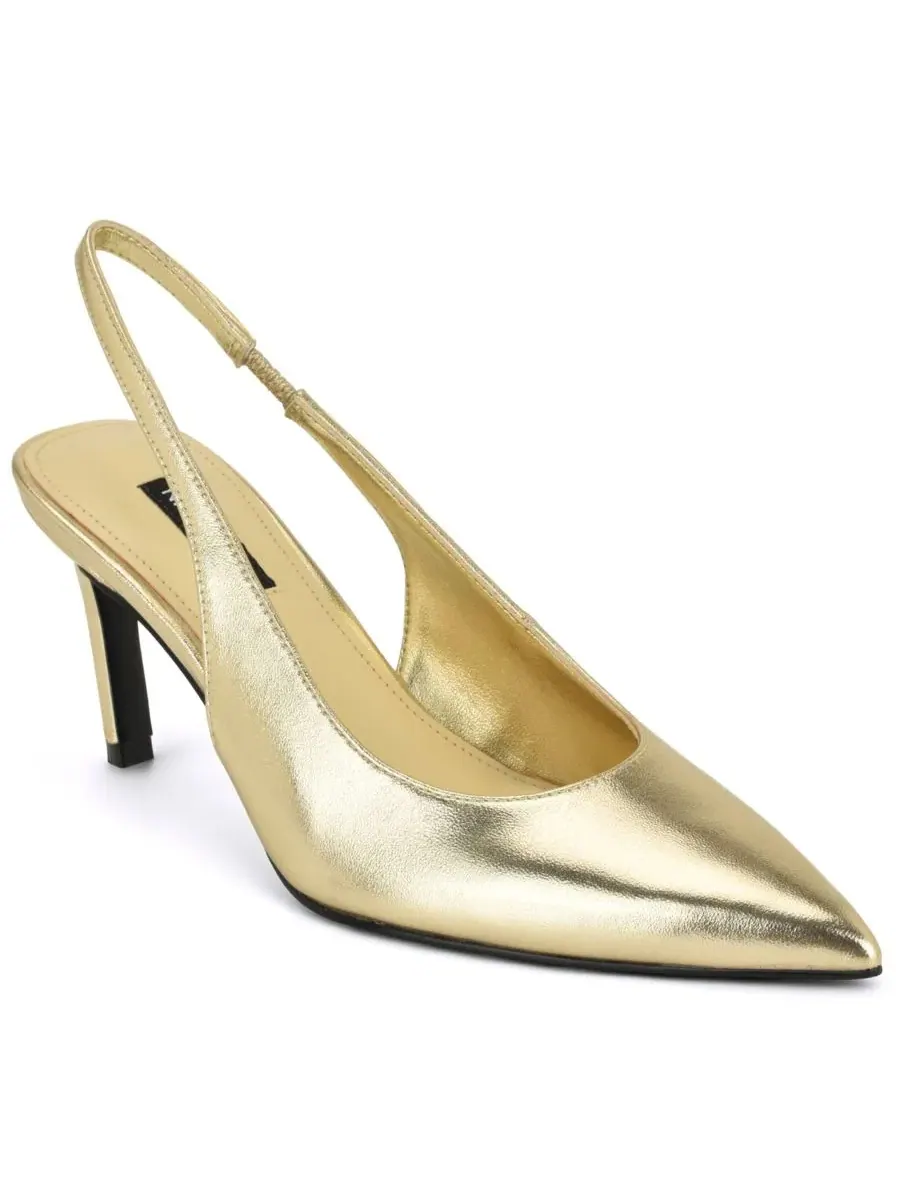 Туфли-лодочки с открытой пяткой Verone Pointed Toe Slingback Dress Pumps Nine West — изображение 1 из 5, платиновый