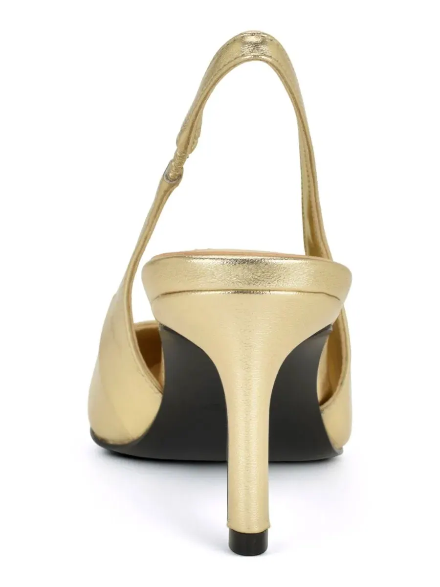 Туфли-лодочки с открытой пяткой Verone Pointed Toe Slingback Dress Pumps Nine West — изображение 3 из 5, платиновый
