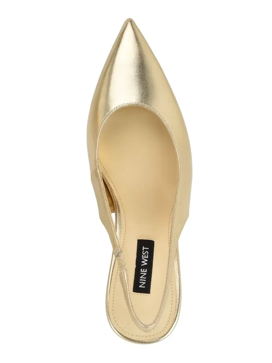 Туфли-лодочки с открытой пяткой Verone Pointed Toe Slingback Dress Pumps Nine West — изображение 4 из 5, платиновый