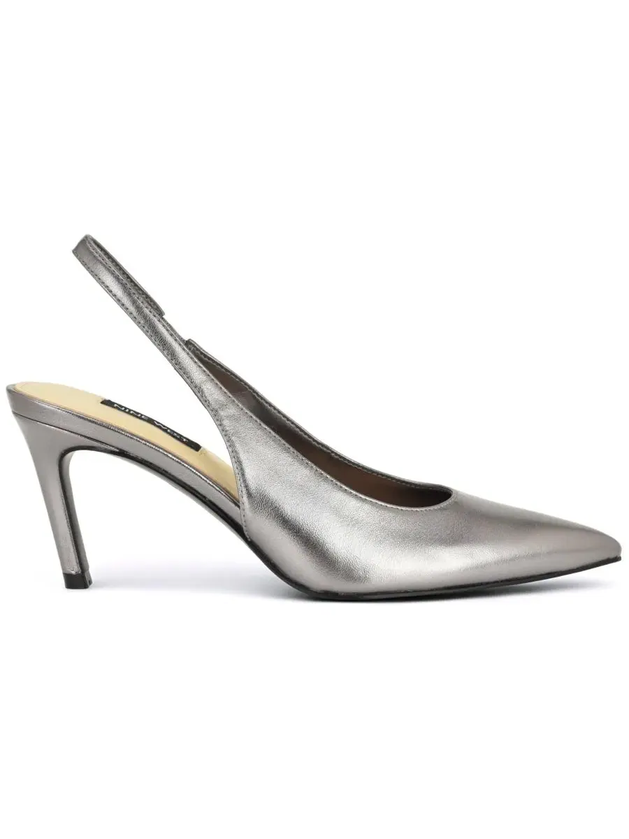 Туфли-лодочки с открытой пяткой Verone Pointed Toe Slingback Dress Pumps Nine West — изображение 2 из 5, серебристый