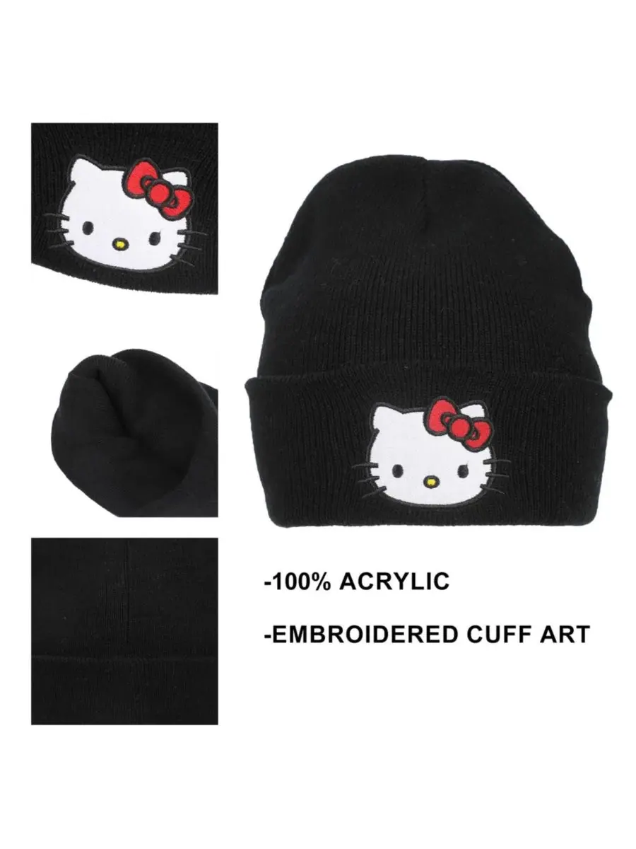 Шапка-бини с вышивкой Hello Kitty Hello Kitty — изображение 2 из 6, черный