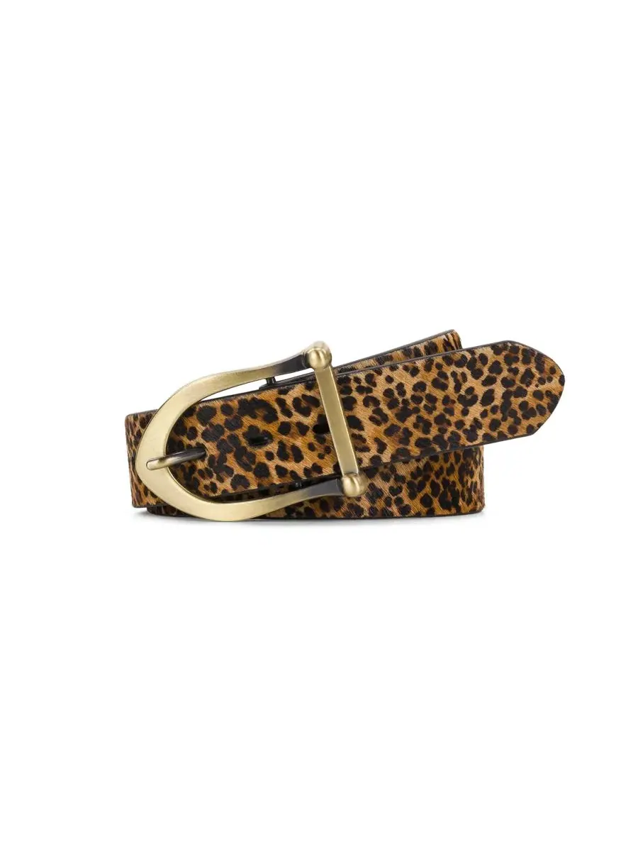 Кожаный ремень с пряжкой Bergen Exotics Burnished Suede Patricia Nash — изображение 1 из 4, леопардовый