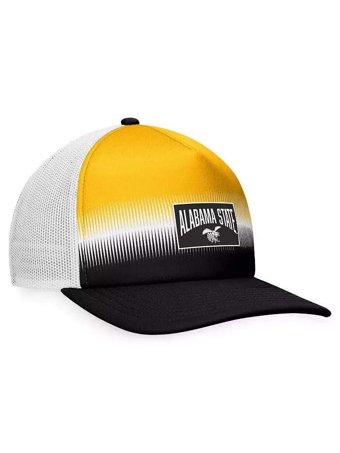 Мужская черная, золотая кепка Alabama State Hornets Daybreak Foam Trucker Adjustable Top of the — изображение 3 из 4