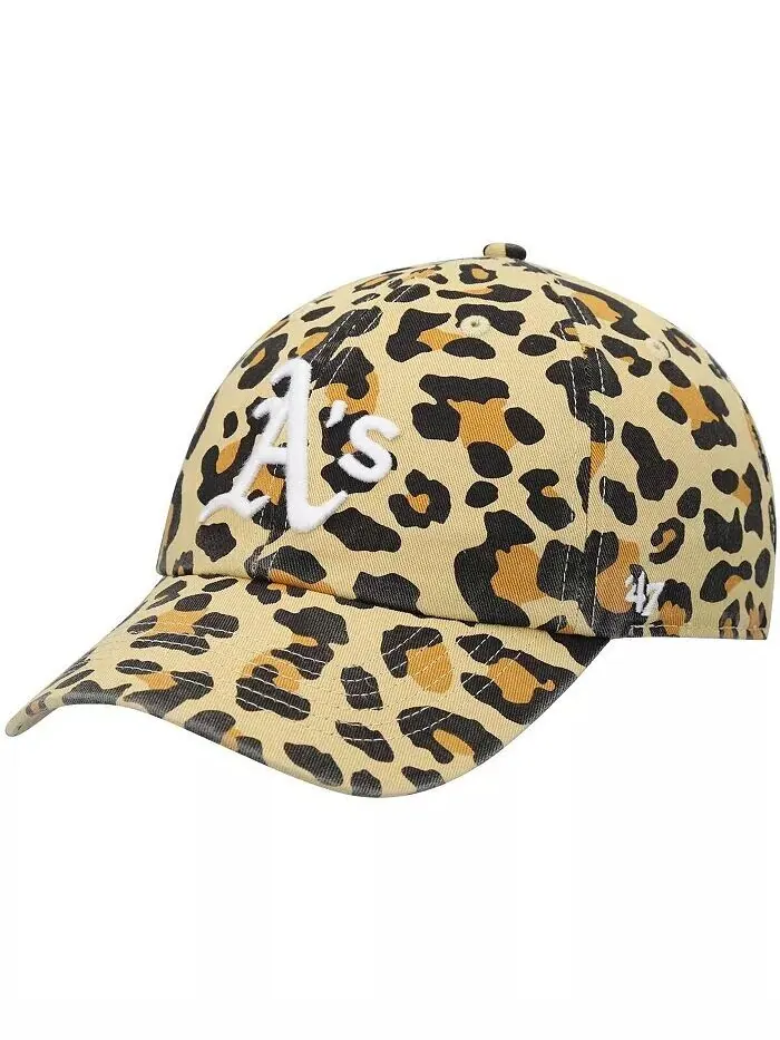 Женская регулируемая шапка '47 Oakland Athletics Tan Bagheera Cheetah Clean Up '47 Brand — изображение 1 из 4, бежевый