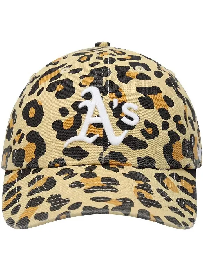 Женская регулируемая шапка '47 Oakland Athletics Tan Bagheera Cheetah Clean Up '47 Brand — изображение 2 из 4, бежевый