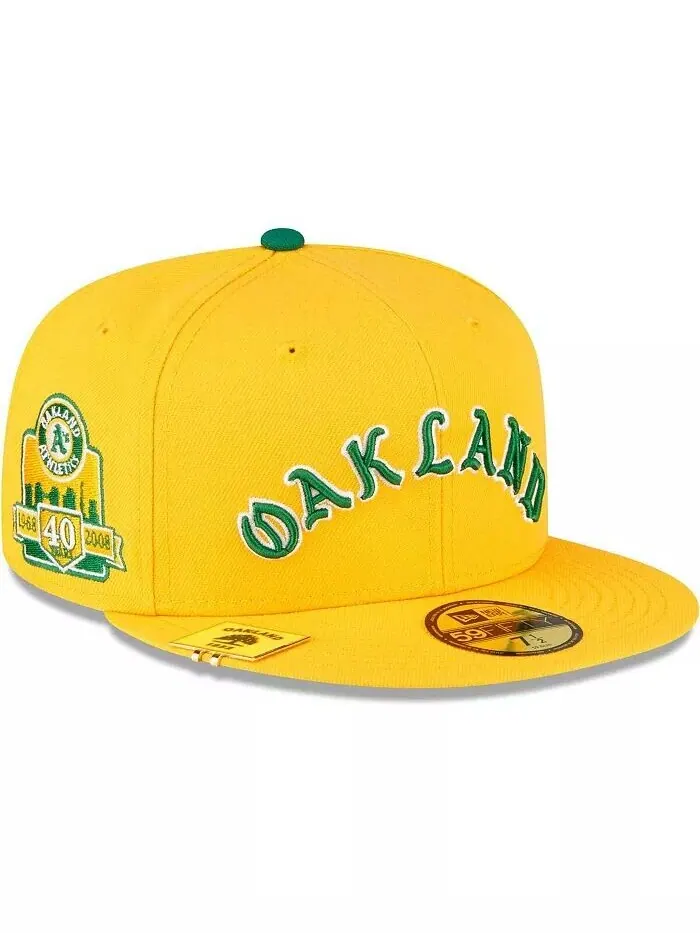 Мужская золотистая приталенная кепка Oakland Athletics City Flag 59FIFTY New Era — изображение 1 из 4, золото