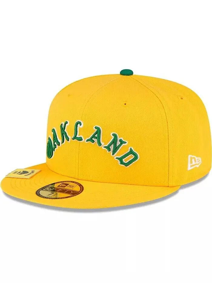 Мужская золотистая приталенная кепка Oakland Athletics City Flag 59FIFTY New Era — изображение 2 из 4, золото