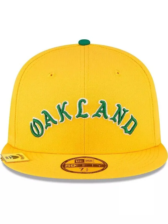 Мужская золотистая приталенная кепка Oakland Athletics City Flag 59FIFTY New Era — изображение 3 из 4, золото