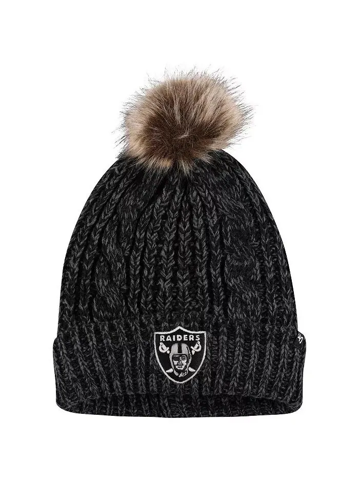 Черная женская вязаная шапка с манжетами и помпоном Meeko с логотипом Las Vegas Raiders '47 Brand — изображение 1 из 1