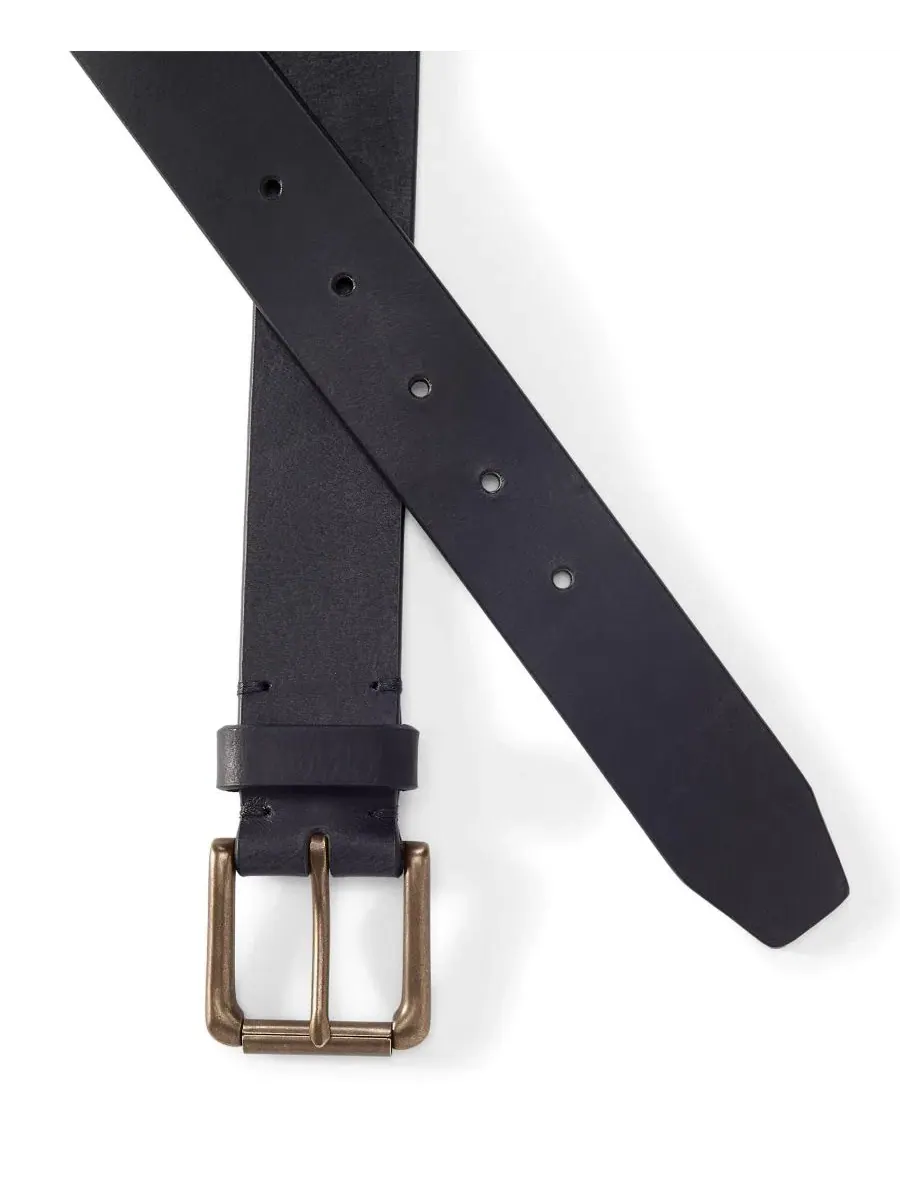 Ремень из натуральной кожи с пряжкой-подковой, Big & Tall Rugged Leather Belt Lands' End — изображение 2 из 2, черный