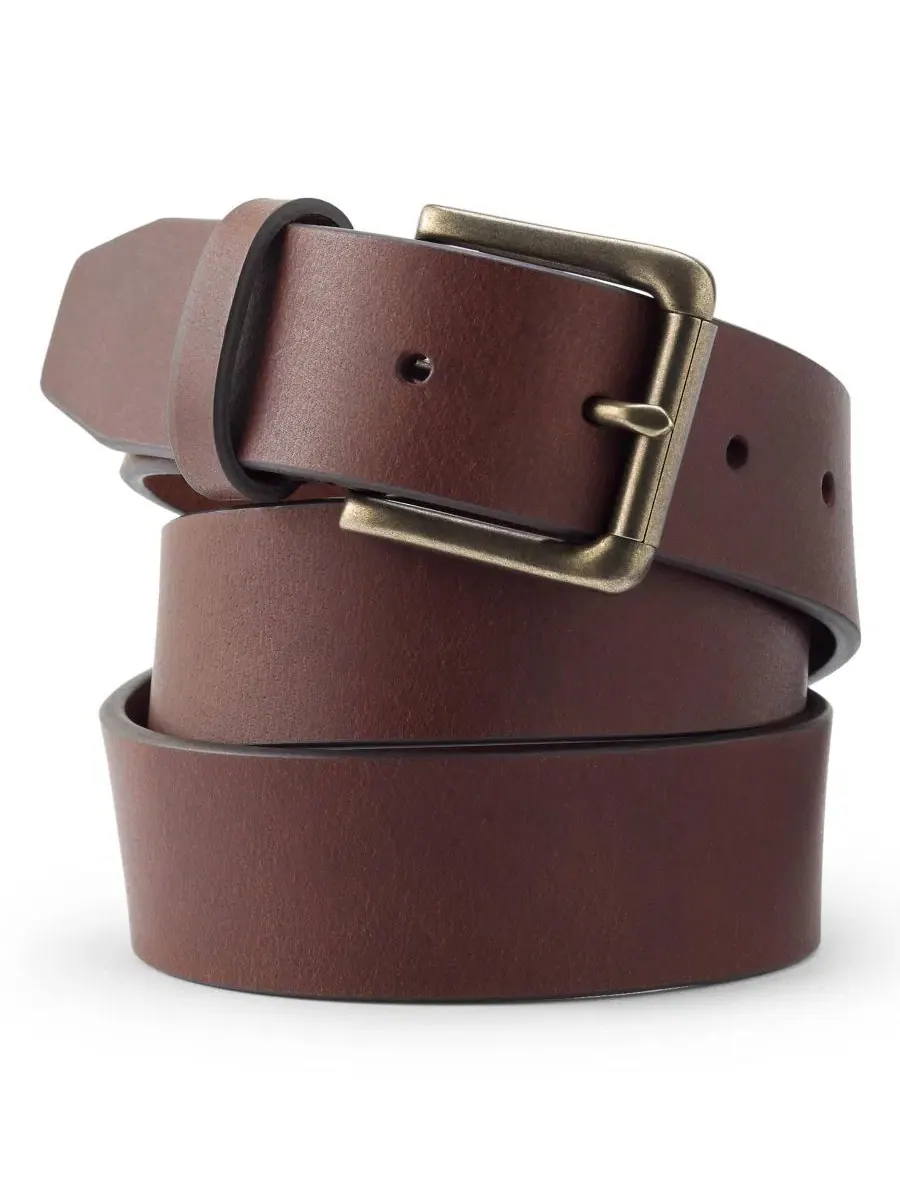 Ремень кожаный с пряжкой Horseshoe Big & Tall Rugged Leather Belt Lands' End — изображение 1 из 2, коричневый
