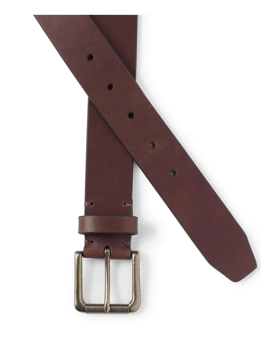 Ремень кожаный с пряжкой Horseshoe Big & Tall Rugged Leather Belt Lands' End — изображение 2 из 2, коричневый