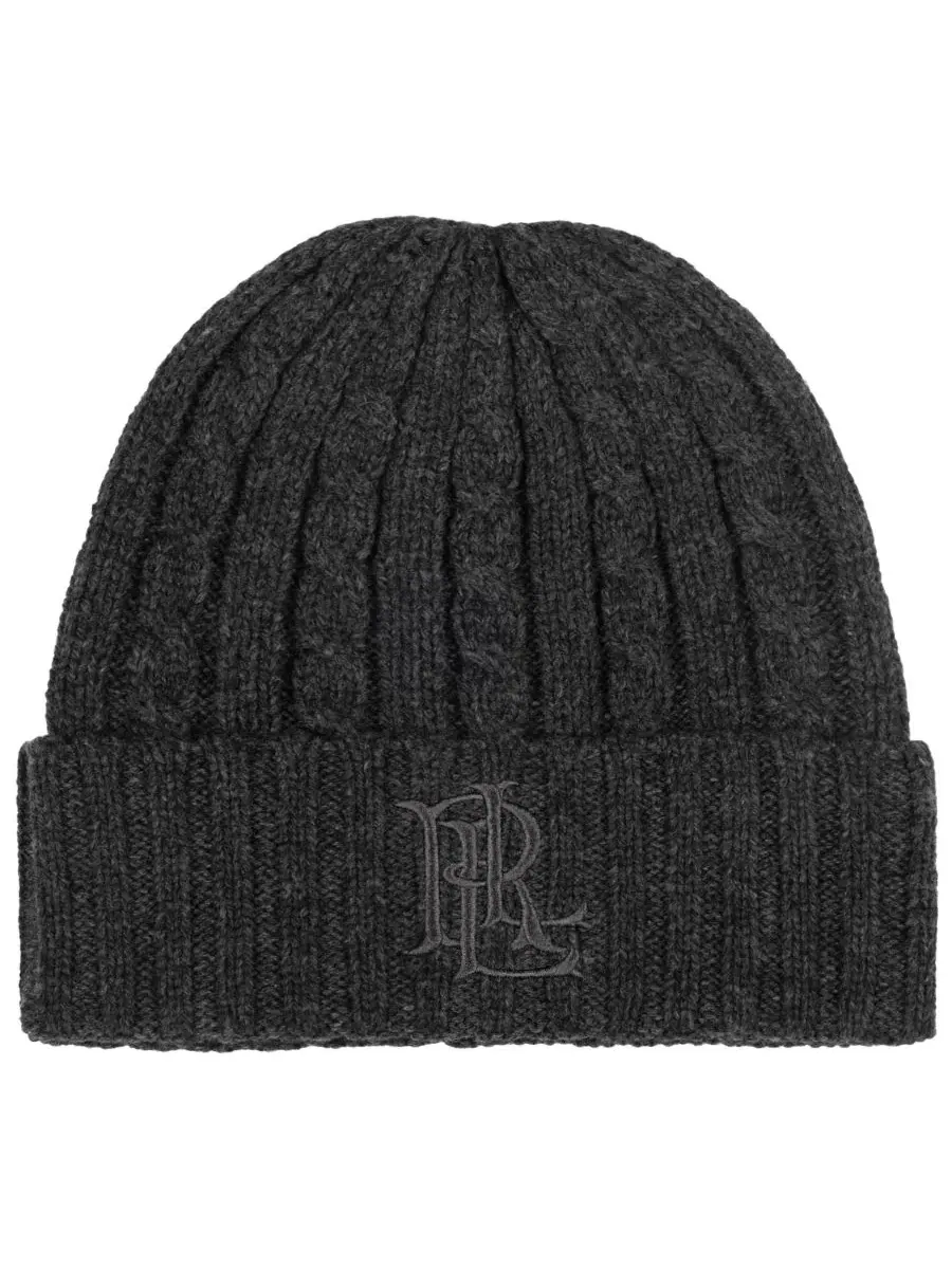 Шапка из фактурного трикотажа Core Cable Logo Beanie Lauren Ralph Lauren, Onyx Heather — изображение 1 из 4