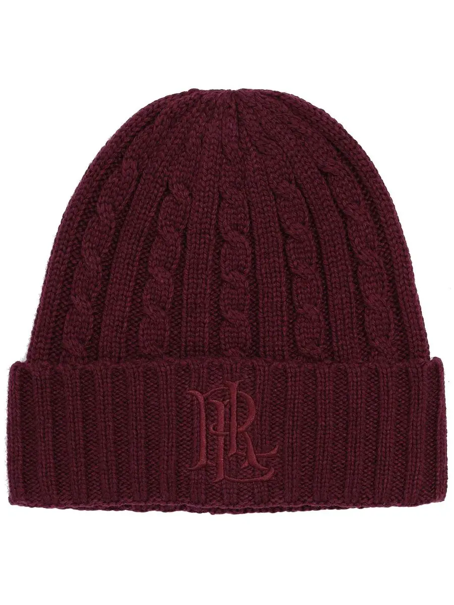 Вязаная шапка с косами Core Cable Logo Lauren Ralph Lauren — изображение 1 из 3, красный