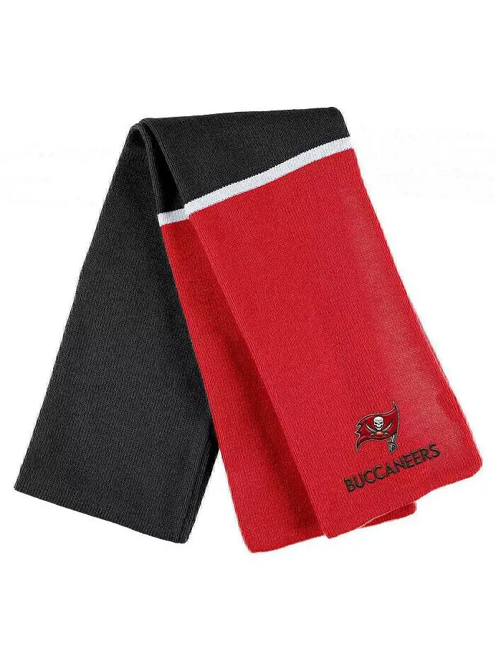 Женская красная шапка Tampa Bay Buccaneers с манжетами, цветными блоками, помпоном и шарфом в — изображение 2 из 3