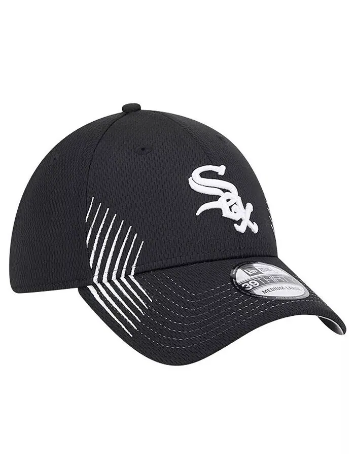 Мужская черная кепка Chicago White Sox Active Dash Mark 39THIRTY Flex Hat New Era — изображение 3 из 4, черный