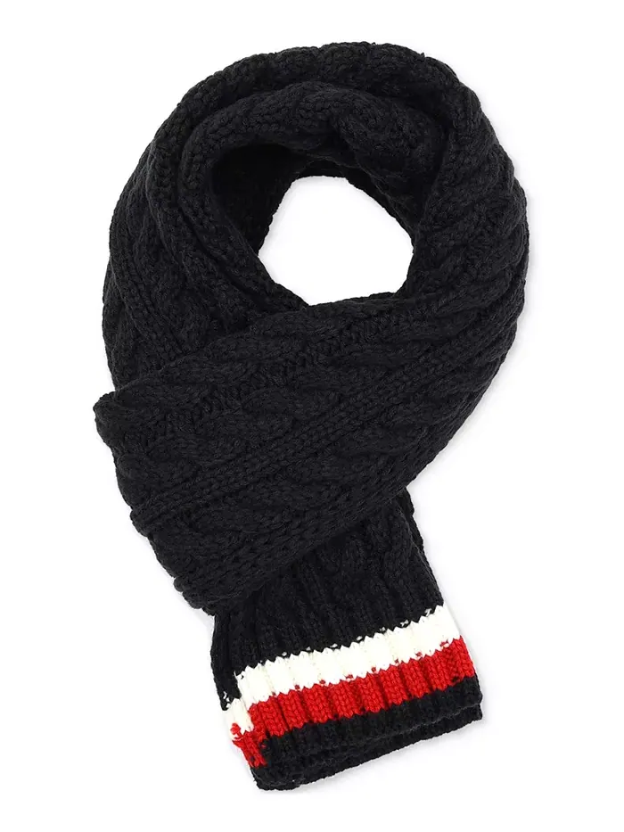 Мужской шарф Cable Knit Global Stripe Tommy Hilfiger — изображение 2 из 6, синий