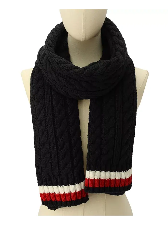 Мужской шарф Cable Knit Global Stripe Tommy Hilfiger — изображение 3 из 6, синий