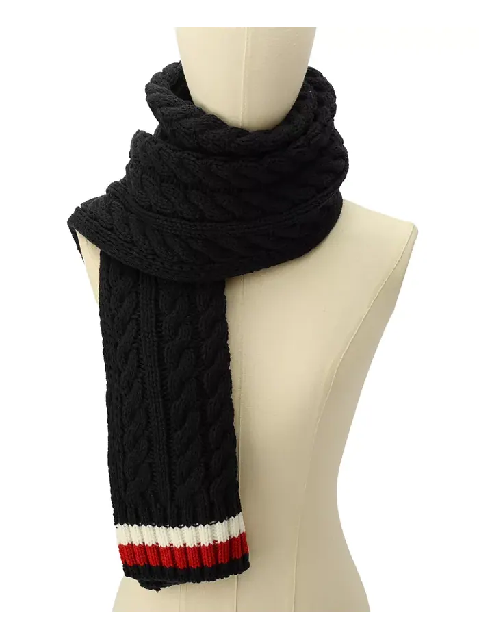 Мужской шарф Cable Knit Global Stripe Tommy Hilfiger — изображение 6 из 6, синий