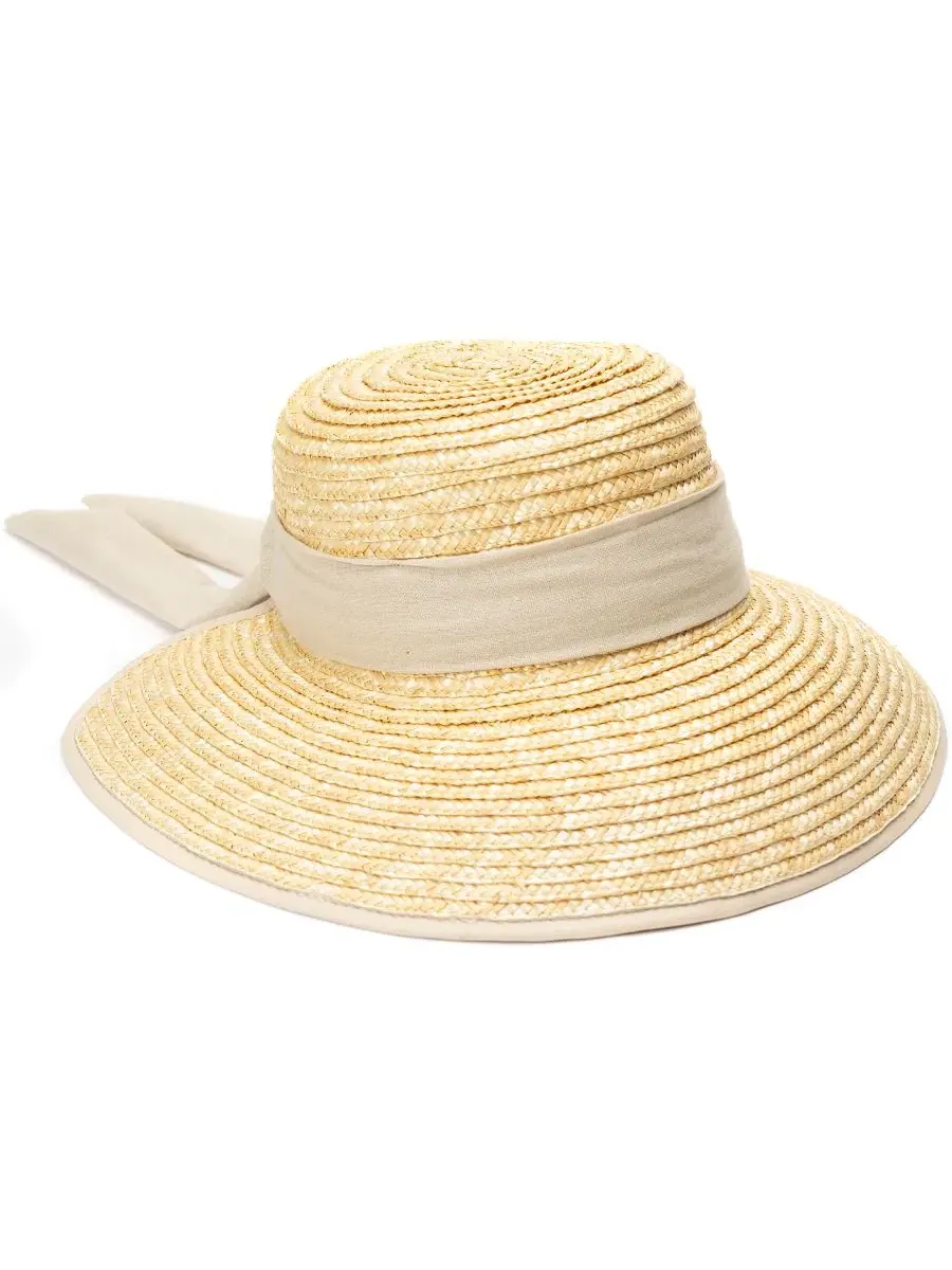 Соломенная шляпа с завязками Wheat Straw Face Framer BCBG — изображение 1 из 4, прозрачный