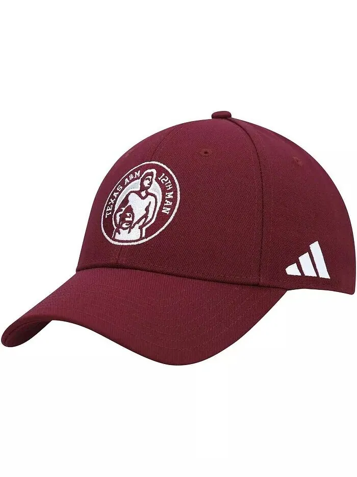 Мужская темно-бордовая регулируемая шляпа Texas A&M Aggies 12th Man Adidas — изображение 1 из 4, коричневый