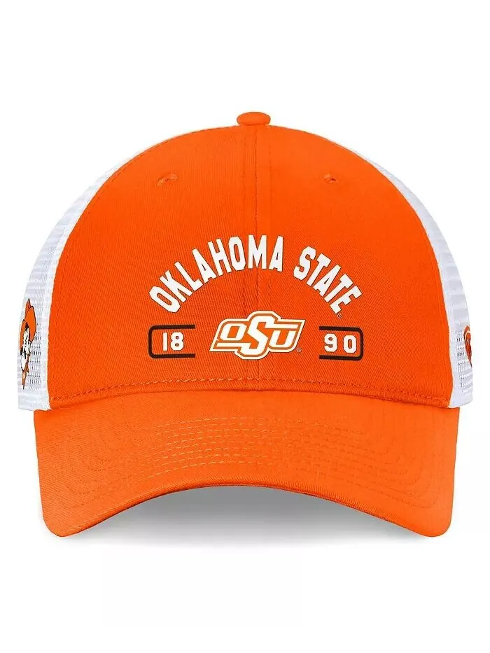 Мужская оранжево-белая регулируемая кепка Oklahoma State Cowboys Free Kick Trucker Top Of The World — изображение 2 из 4