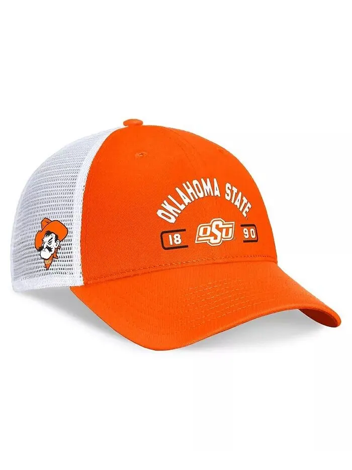 Мужская оранжево-белая регулируемая кепка Oklahoma State Cowboys Free Kick Trucker Top Of The World — изображение 3 из 4