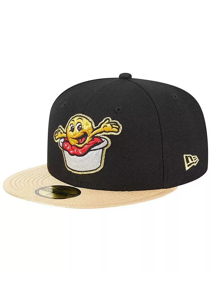 Мужская черная резиновая шапка Akron Ducks Theme Nights Akron Sauerkraut Balls 59FIFTY Облегающая — изображение 1 из 4