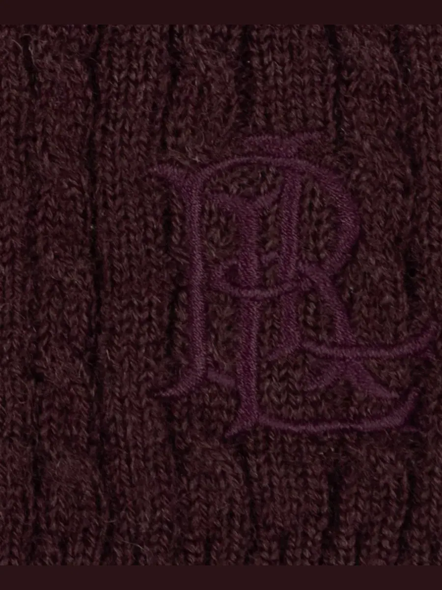 Шапка-бини с узором Baby Cable Merino Lauren Ralph Lauren — изображение 3 из 5, красный
