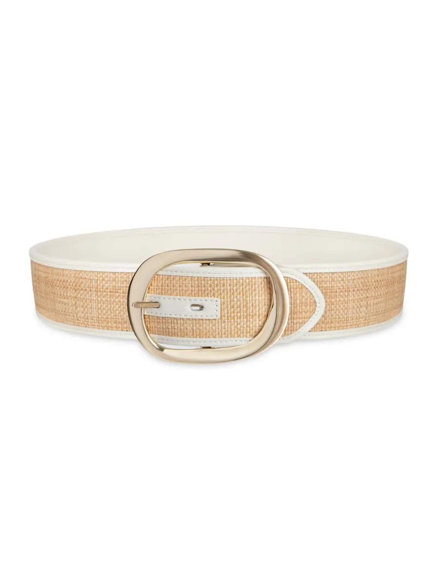 Женский двусторонний ремень два в одном с массивной пряжкой Calvin Klein, Natural Straw/Bone