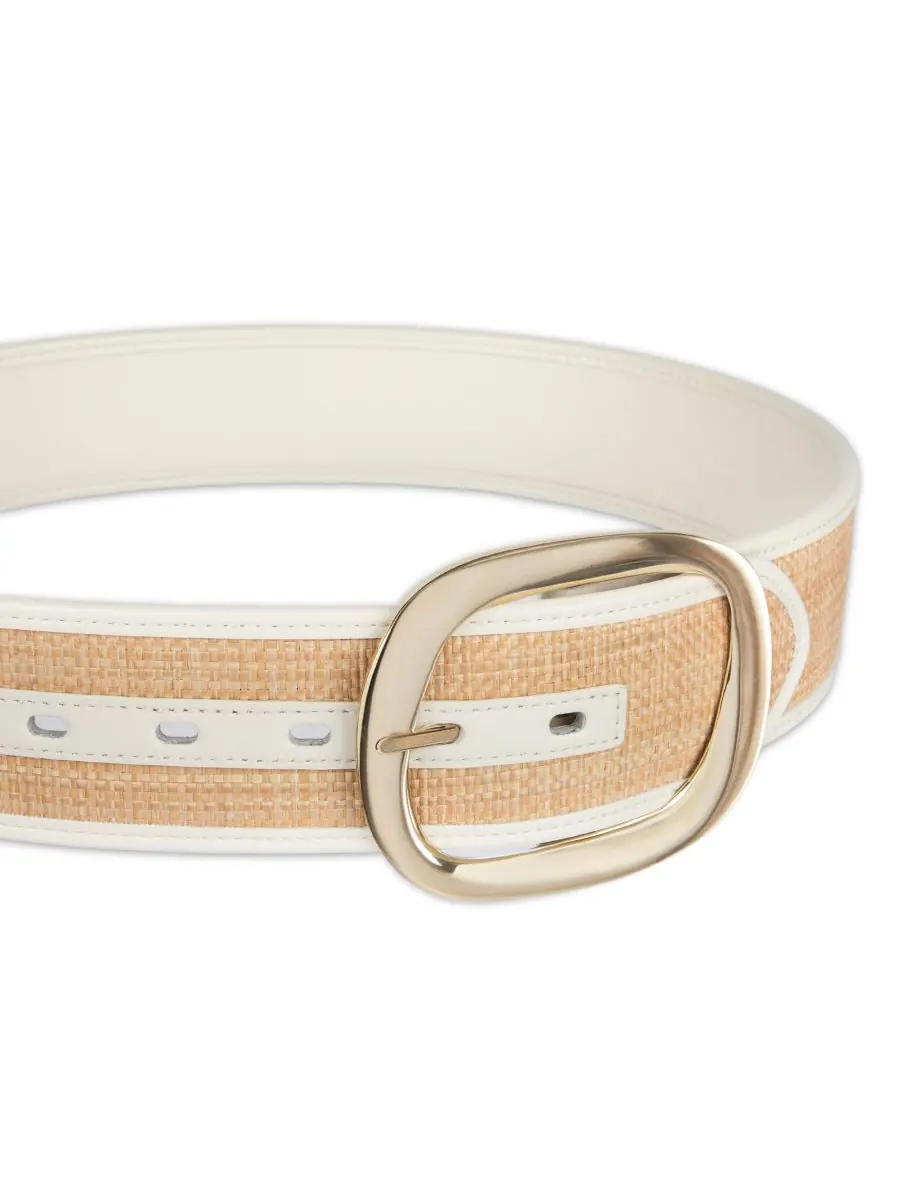 Женский двусторонний ремень два в одном с массивной пряжкой Calvin Klein, Natural Straw/Bone — изображение 3 из 6